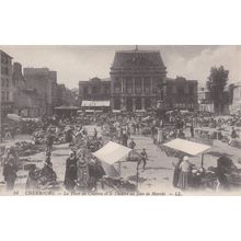 EC938 CHERBOURG - LA PLACE DU CHATEAU..LE THEATRE UN JOUR DE MARCHE. LL PRINTED