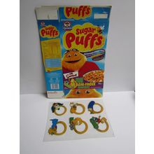 Quaker - Sugar Puffs 2001 The Simpsons Cereal Box & Uncut Sheet of Magni-Finders