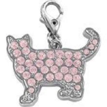 CAT CLIP ON PINK OR CLEAR AUSTRIAN CRYSTAL CHARM great birthday gift