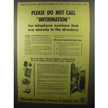 1942 Bell Telephone Ad - Please Do Not Call Information