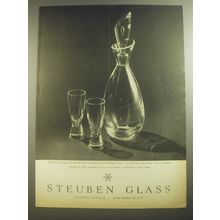 1958 Steuben Glass Advertisement - Liqueur Decanter Teardrop Stopper, glasses