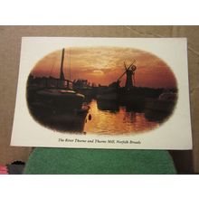 RIVER THURNE AND MILL, NORFOLK BROADS. used postcard 1978 pm Colourmaster =