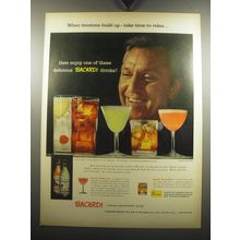1957 Bacardi Rum Ad - When tensions build up - take time to relax
