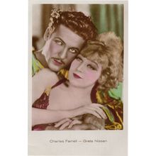 Charles Farrell Greta Nissen Film Stars Real Photo Tinted Postcard