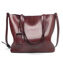 Women Genuine Leather Purses Handbags Tote Bag Shoulder Bag Brown