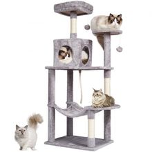 Cat Tree 56.2" Cat Tower with Cat Condo Sisal Scratching Post Light Grey