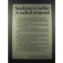 1986 R.J. Reynolds Tobacco Company Ad - Smoking in public: A radical proposal