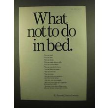 1986 R.J. Reynolds Tobacco Ad - What Not To Do In Bed