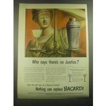 1945 Bacardi Rum Ad - Who says there's no Justice?