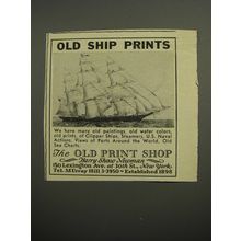 1952 The Old Print Shop Ad - Old Ship Prints