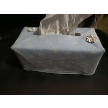 Tissue Box Cover Pale Blue + Bow Home Made with care
