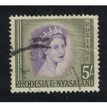 Rhodesia and Nyassa Queen Elizabeth II 5Sh 1954 Canc SG#13