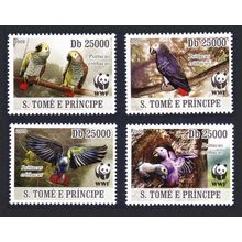 Sao Tome WWF Birds Grey Parrot 4v 2009 MNH MI#3777-3780