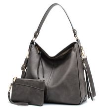 Women Fashion Shoulder Designer Purses and Handbags Two Piece Grey