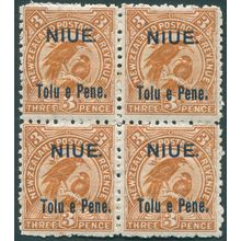 Niue 1903 3d yellow-brown SG13 unused block x4