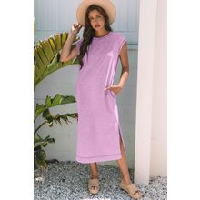 Wisteria Mineral Wash Pocketed T-shirt Long Dress