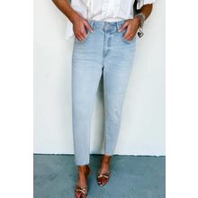 Beau Blue Mid Rise Ankle-Length Distressed Skinny Jeans
