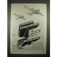 1940 Boeing TWA Stratoliner, Flying Fortress Plane Ad