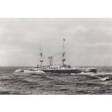 HMS Royal Sovereign War Ship 1892 Trials Photo Maritime Museum Rare Postcard