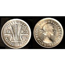 Australia Three Pence 1963 Used Coin 3d Wheatsheaf.