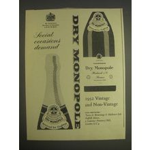 1959 Dry Monopole Champagne Ad - Social Occasions demand Dry Monopole