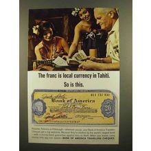 1965 Bank of America Travlers Cheques Ad - The Franc