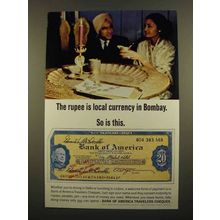 1965 Bank of America Travlers Cheques Ad - The Rupee