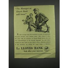 1949 Lloyds Bank Ad - The manager at Lloyds bank will know