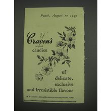 1949 Cravens of York Candies Ad - of delicate, exclusive and irresistible