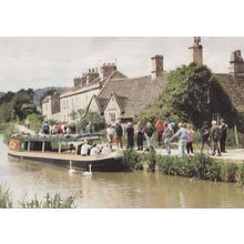 Jubilee Boat Trip Arrives at George Bathampton Pub River Avon Postcard