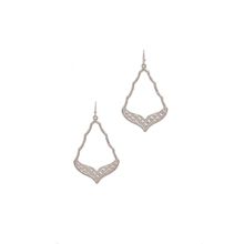 New Silver Tone Moroccan Shaped Metal Drop Earrings
