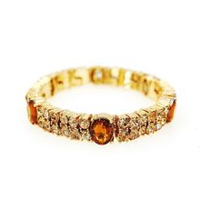 Rhinestone Stretch Bracelet - Double Line Gold Tone - Taupe - BR-CQB0831G