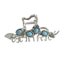 Large wavy silver turquoise blue stone metal western hair claw clip
