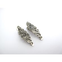 2 extra tiny small silver metal filigree alligator hair clip fine thin hair