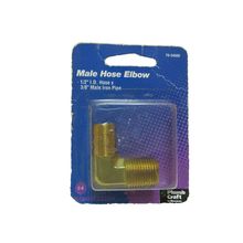 Male Brass Hose Elbow 1/2' I.D. Hose x 3/8" Male Iron Pipe