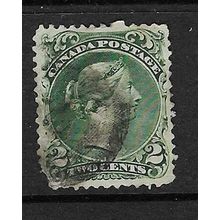 CANADA 1868-90 QV 2c USED SG57 corner perf fault and thin in middle see scan