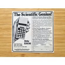 1976 Commodore SR7919D Calculator Ad, Genius, vintage paper advertisement, 70s
