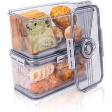 Bread Box 2 Pack Bread Container Airtight, Recording Time Bread Boxes for Kitche