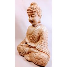 Tranquil Beige Buddha Figurine for Zen Vibes in Your Garden, Serene Ceramic Stat