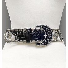 Belt - Studed Belt W/Clear PVC + PU leather - Like - Black - BLT-TO40168BK