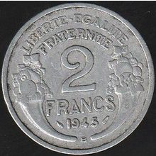 1945 B France 2 Francs Coin