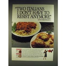 1985 Weight Watchers Frozen Foods Ad - Lynn Redgrave Ad