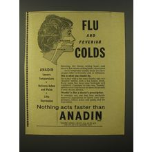 1964 Anadin Medicine Ad - Flu and feverish colds
