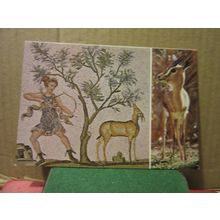 GAZELLE DU SAHARA, MOSAIQUE DU BARDO, TUNISIA unused postcard =