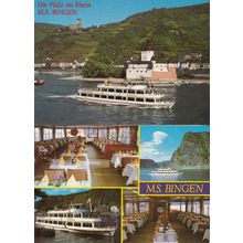 MS Bingen German Passenger Ship Interior Restaurant Postcard