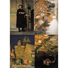 Rothenburg Nativity Hotel Goldener Hirsch Carol Singers Nachtwatcher 4x Postcard