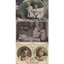 Christmas Children 3x Antique Rare Real Photo Postcard s