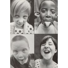 Children Pulling Funny Faces Sticking Tongue Out Eyes Photo Postcard