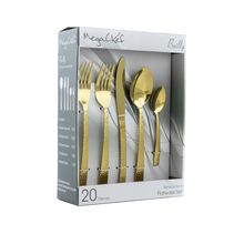 MegaChef Baily 20 Piece Flatware Utensil Set, Stainless Steel Silverware Meta...