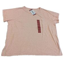 Member's Mark Women's Linen Blend Crew Neck Short Sleeve Pocket Tee Peach